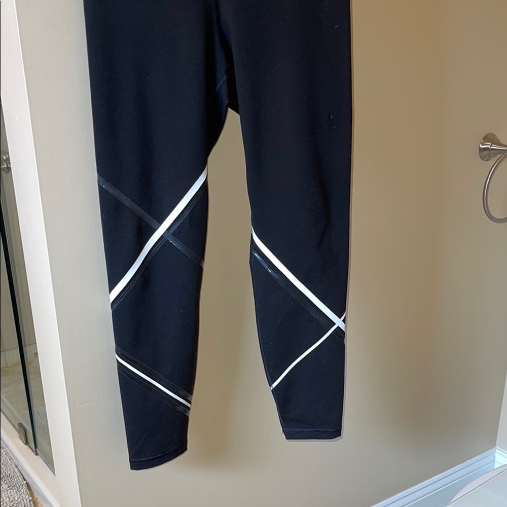 Black Leggings with White Stripes